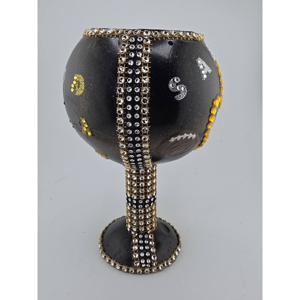 New Orleans Saints Fleur De Lis Rhinestone Goblet & Matching Zipper Pouch Set - Picture 5 of 13